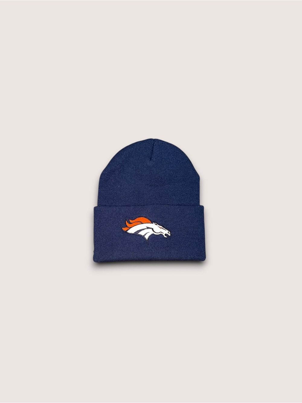Vintage Denver Broncos embroidered logo NFL Reebok beanie hat navy men’s OSFA